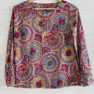 Talbots Colorful Paisley Floral Women's Top Size 8 blouse